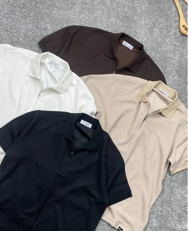 پولوشرت نیم زیپ پارچه بافتی 5001